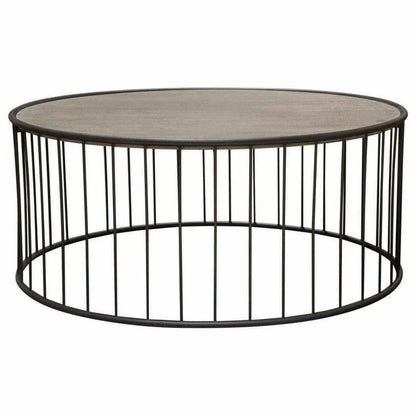 38" Round Cocktail Table Grey Oak Top and Metal Base Coffee Tables Sideboards and Things  By Diamond Sofa