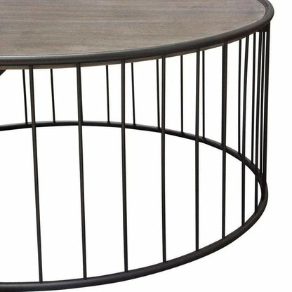 38" Round Cocktail Table Grey Oak Top and Metal Base Coffee Tables Sideboards and Things  By Diamond Sofa