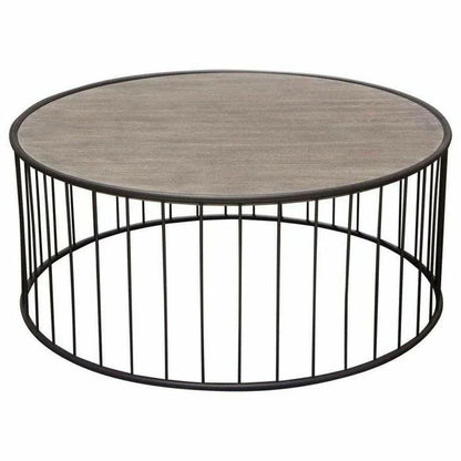 38" Round Cocktail Table Grey Oak Top and Metal Base Coffee Tables Sideboards and Things  By Diamond Sofa