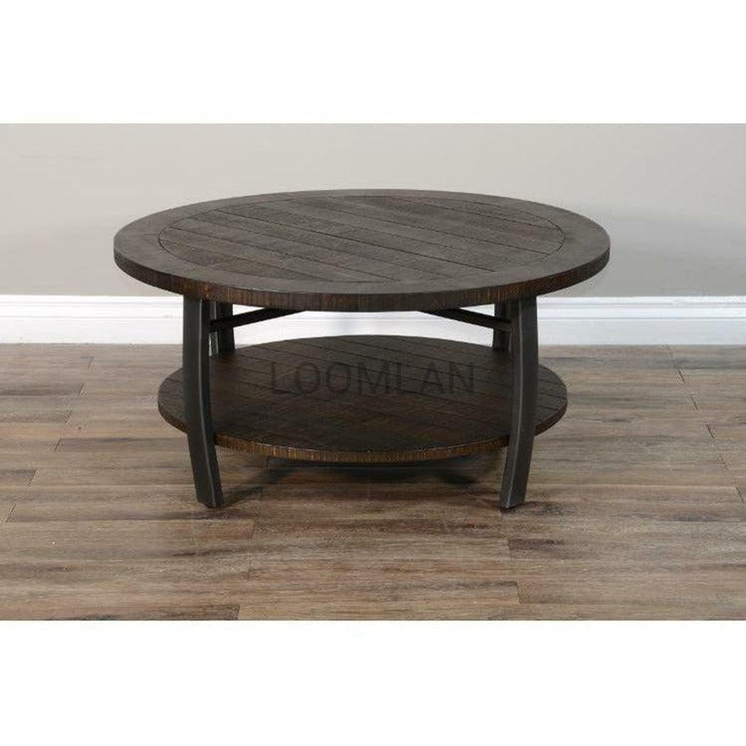 38" Round Dark Brown Cocktail Coffee Table with Storage Shelf Coffee Tables Sideboards and Things By Sunny D