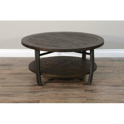 38" Round Dark Brown Cocktail Coffee Table with Storage Shelf Coffee Tables Sideboards and Things By Sunny D