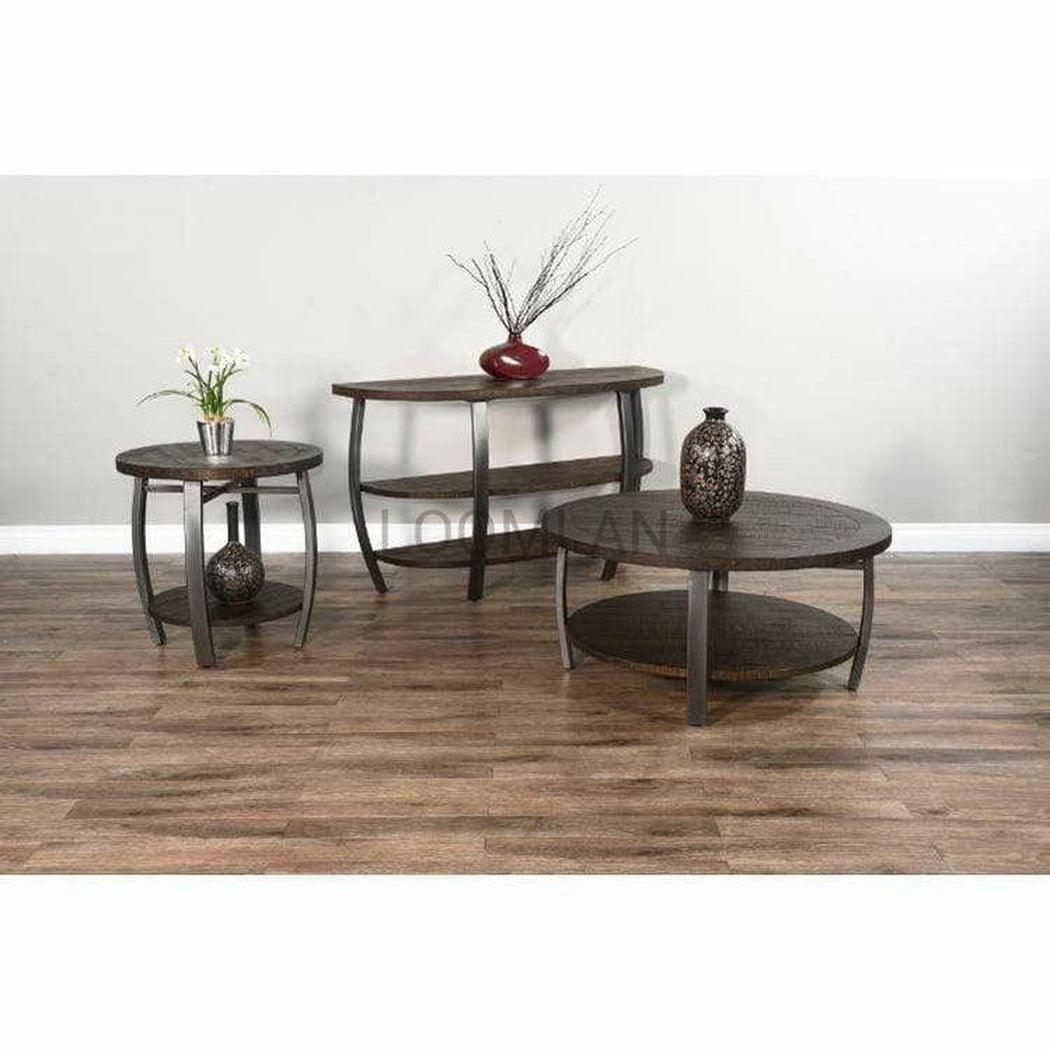 38" Round Dark Brown Cocktail Coffee Table with Storage Shelf Coffee Tables Sideboards and Things By Sunny D