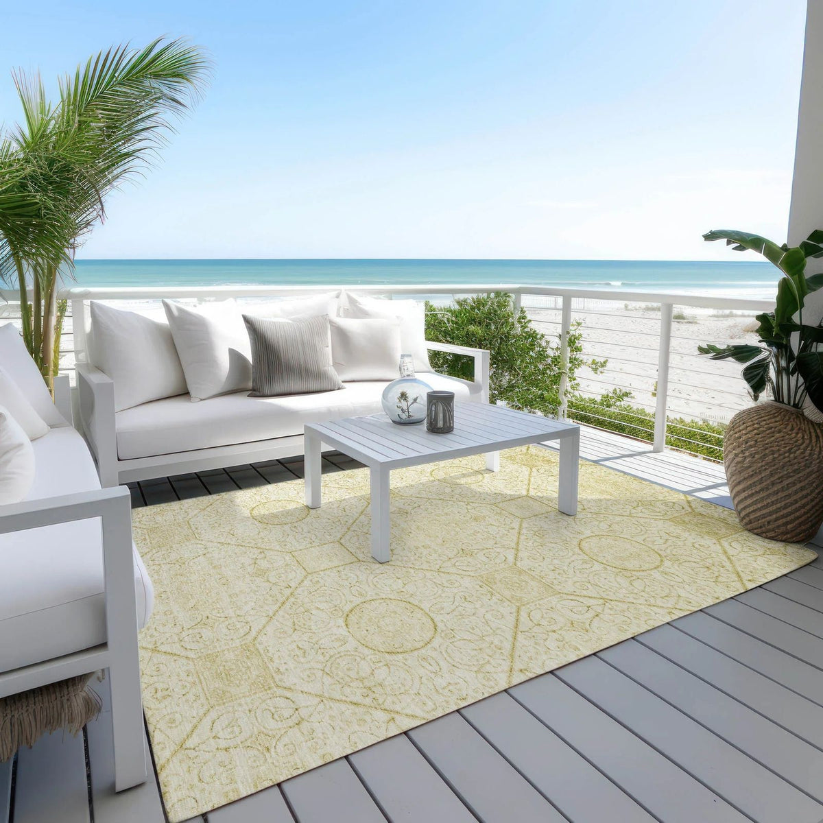 Iriora Gold Washable Indoor-Outdoor Rug -- gold