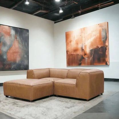 Form Tan Modular Leather Corner Chair Modular Component -- view 2
