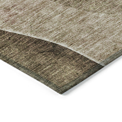 Modern Brown Washable Indoor-Outdoor Rug