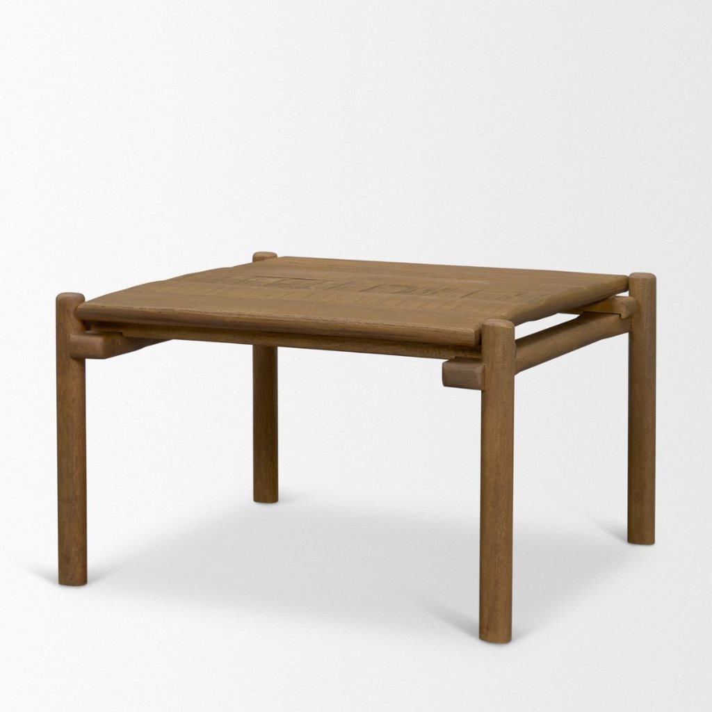 Riven 28" Square Oak Wood Side Table -- Brown
