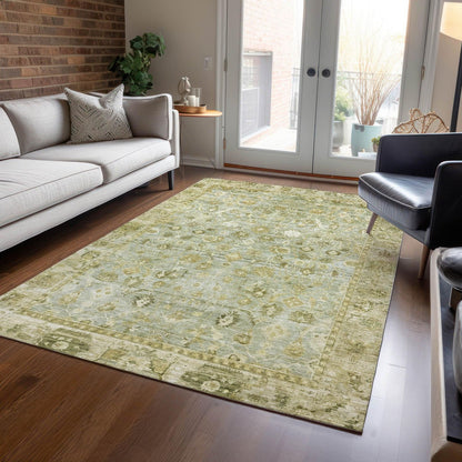 Laeel Green Washable Indoor-Outdoor Rug -- green