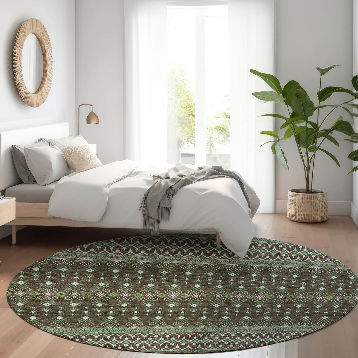 Lazy Rivers Brown Washable Indoor-Outdoor Rug -- brown