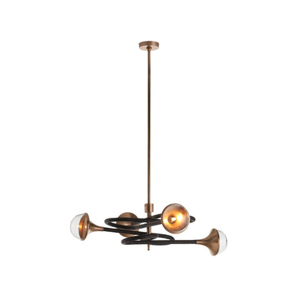 Newton Central Brass Stem Black Chandelier