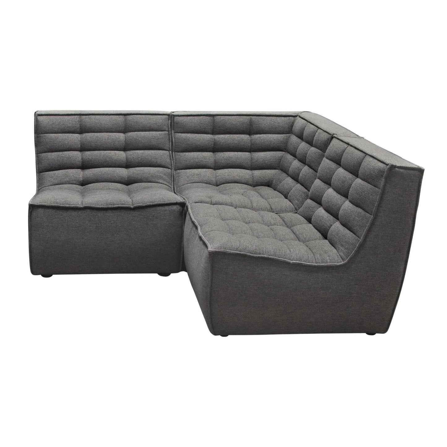 3PC Corner Modular Sectional Scooped Seat in Grey Fabric Modular Sofas Sideboards and Things  By Diamond Sofa