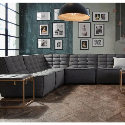 3PC Corner Modular Sectional Scooped Seat in Grey Fabric Modular Sofas Sideboards and Things  By Diamond Sofa