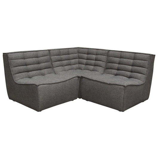 3PC Corner Modular Sectional Scooped Seat in Grey Fabric Modular Sofas Sideboards and Things  By Diamond Sofa