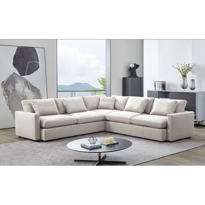 3PC Corner Sectional Feather Down Seating in Cream Fabric Sectionals Sideboards and Things  By Diamond Sofa