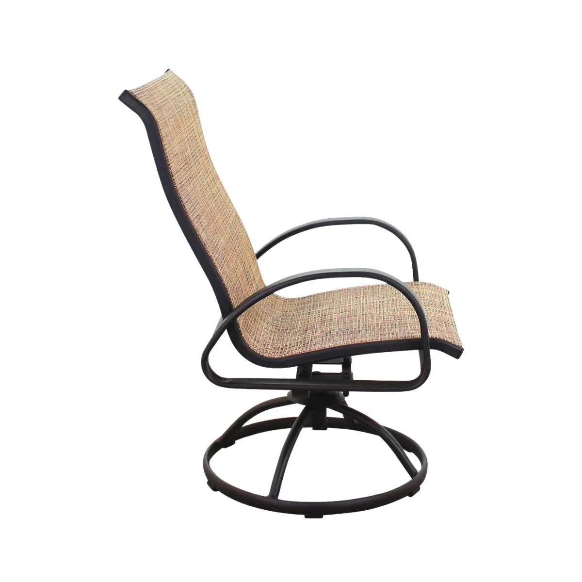 LOOMLAN 3PC Earth Brown Outdoor Bistro Set for 2 Swivel Chairs