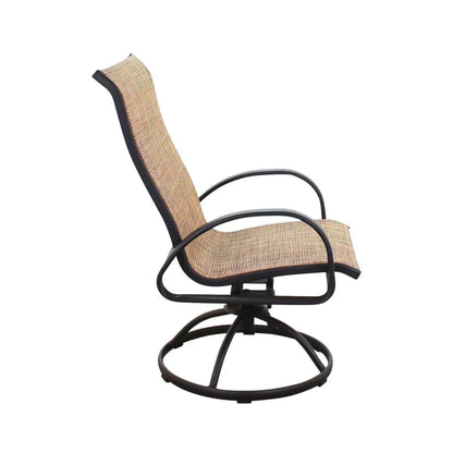 LOOMLAN 3PC Earth Brown Outdoor Bistro Set for 2 Swivel Chairs