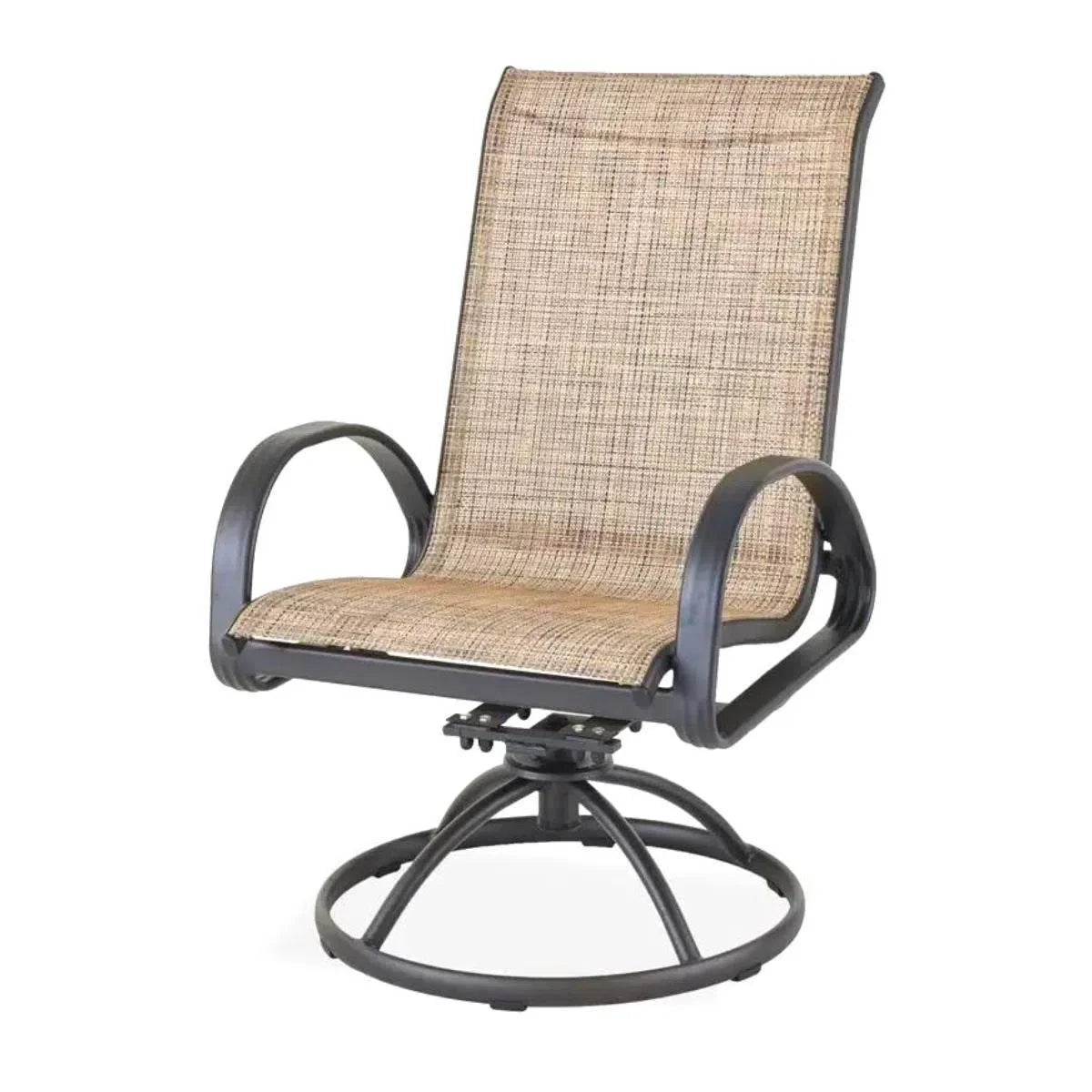 LOOMLAN 3PC Earth Brown Outdoor Bistro Set for 2 Swivel Chairs
