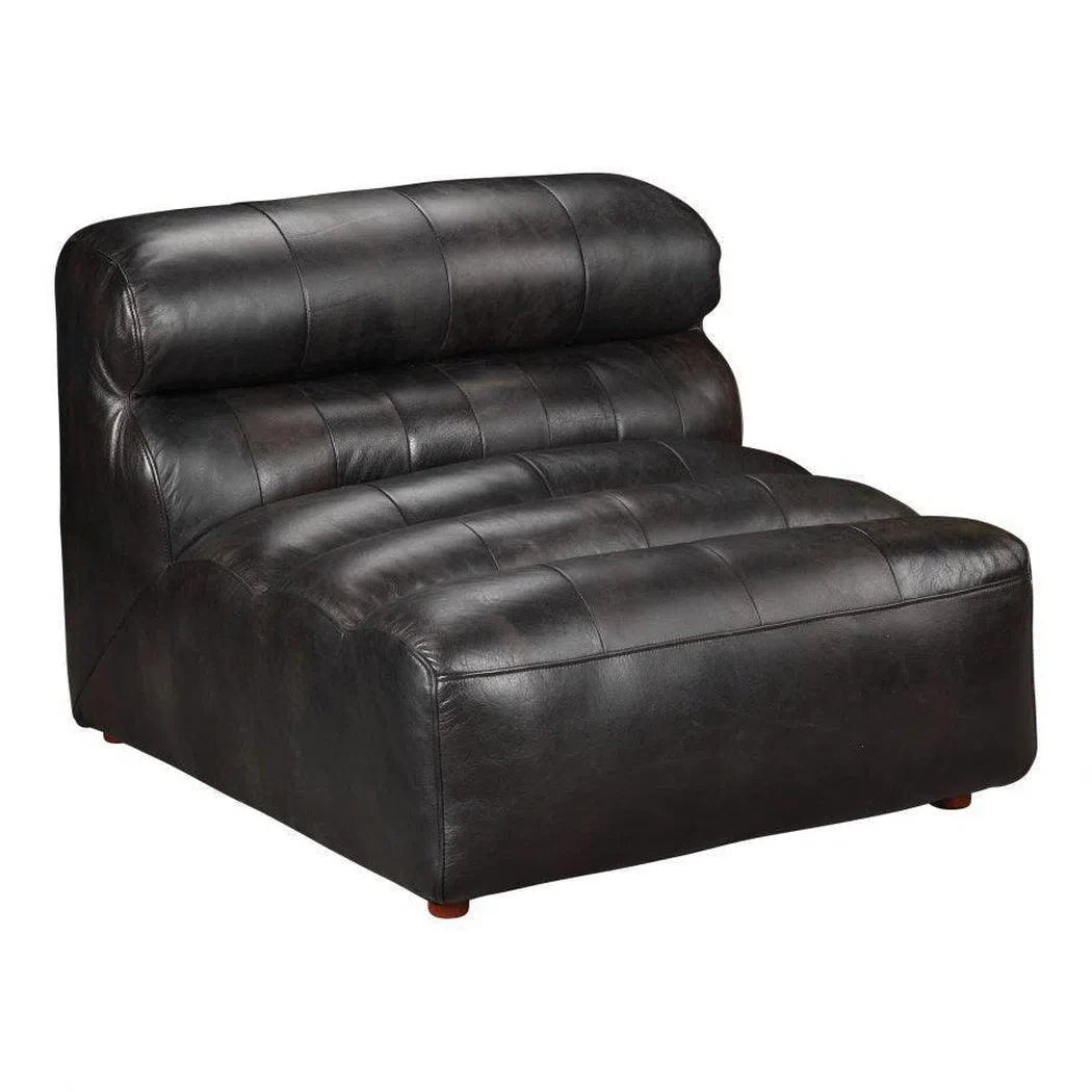 3PC Set Black Leather Reversible Modular Sofa Modular Sofas LOOMLAN By Moe's Home