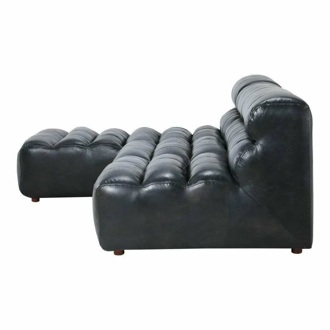 3PC Set Black Leather Reversible Modular Sofa Modular Sofas LOOMLAN By Moe's Home