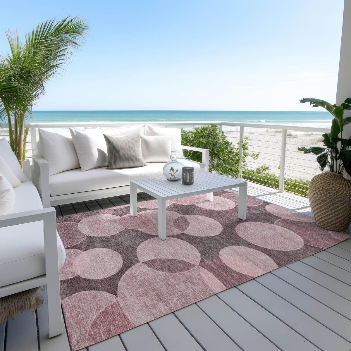 Jaelanor Pink Washable Indoor-Outdoor Rug -- pink