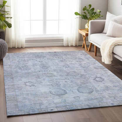 Laeanor Blue Washable Indoor-Outdoor Rug -- blue