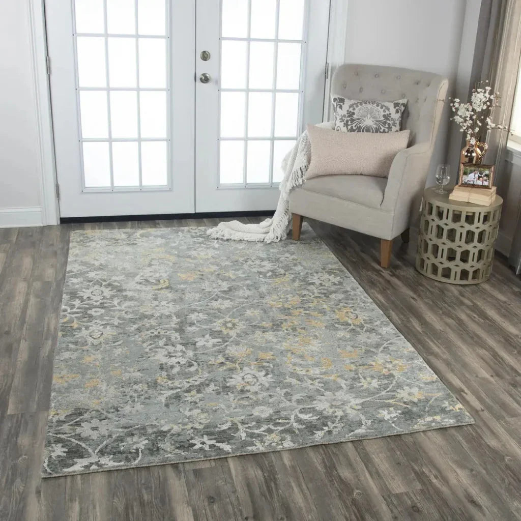 Beau Floral Gray Large Area Rugs For Living Room -- gray