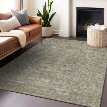Iriir Gray Washable Indoor-Outdoor Rug -- gray
