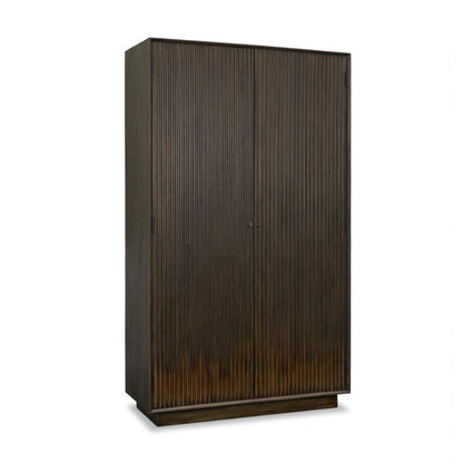 Cinder 42" Distressed Dark Brown Reeded 2-Door Tall Cabinet