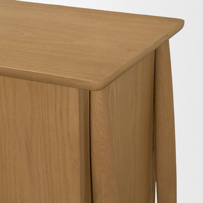 Hollis 84"W Warm Brown Wood 4-Door Closed Sideboard -- Light Brown