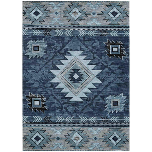 Jaelas Blue Washable Indoor-Outdoor Rug