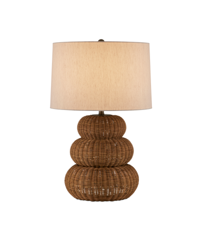 Mabrouka Rattan and Metal Brown Table Lamp