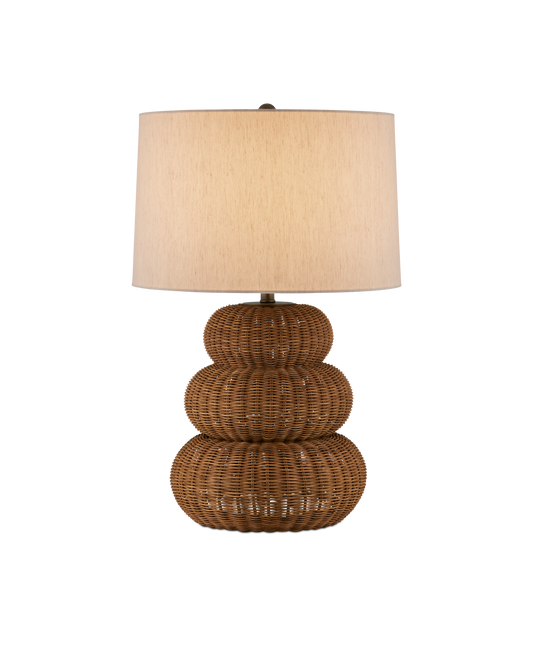 Mabrouka Rattan and Metal Brown Table Lamp