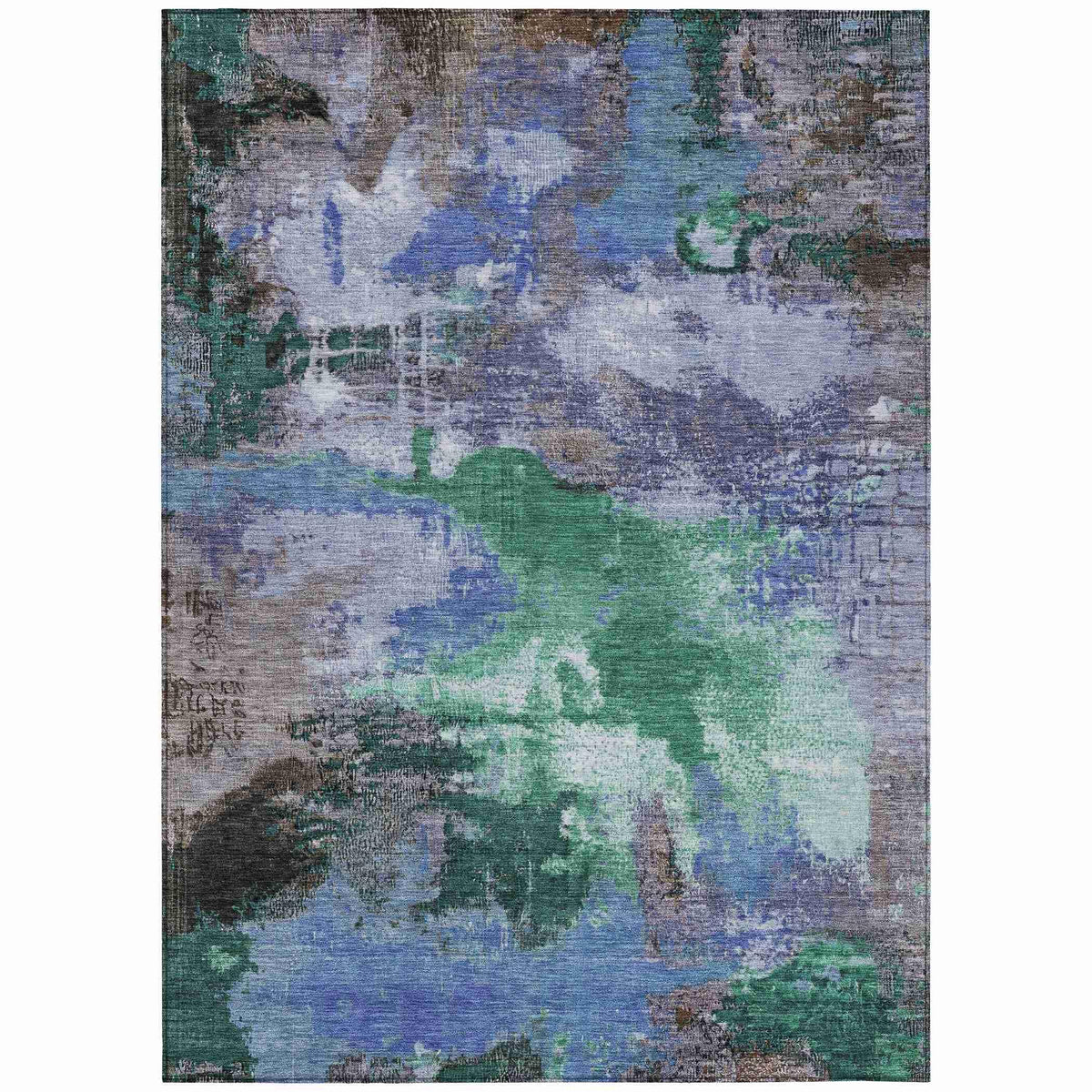 Iriara Green Washable Indoor-Outdoor Rug