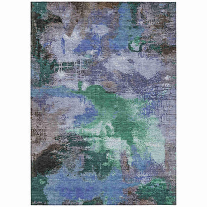 Iriara Green Washable Indoor-Outdoor Rug