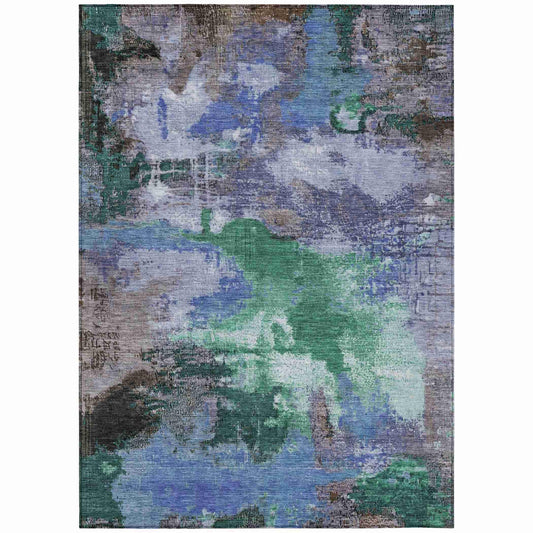Iriara Green Washable Indoor-Outdoor Rug