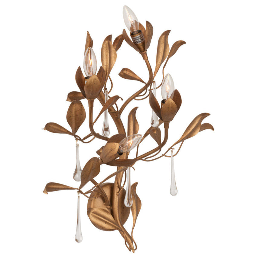Bay Laurel Handcrafted Golden Wall Sconce
