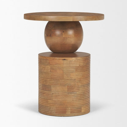 Stack 18" Round Light Brown Solid Wood Geometric Accent Tabl -- Light Brown