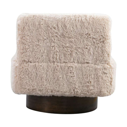 Amaya Wood Beige Swivel Armless Accent Chair - view 6