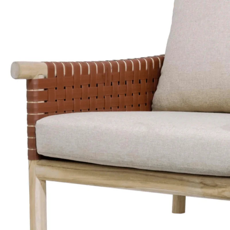 Wade Wood Framed Leather Patio Chair -- view 3