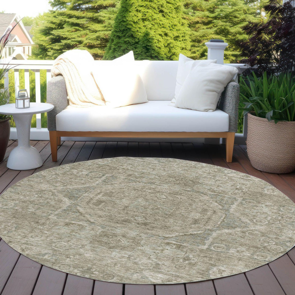 Iriir Gray Washable Indoor-Outdoor Rug