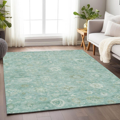 Laeara Teal Washable Indoor-Outdoor Rug -- teal
