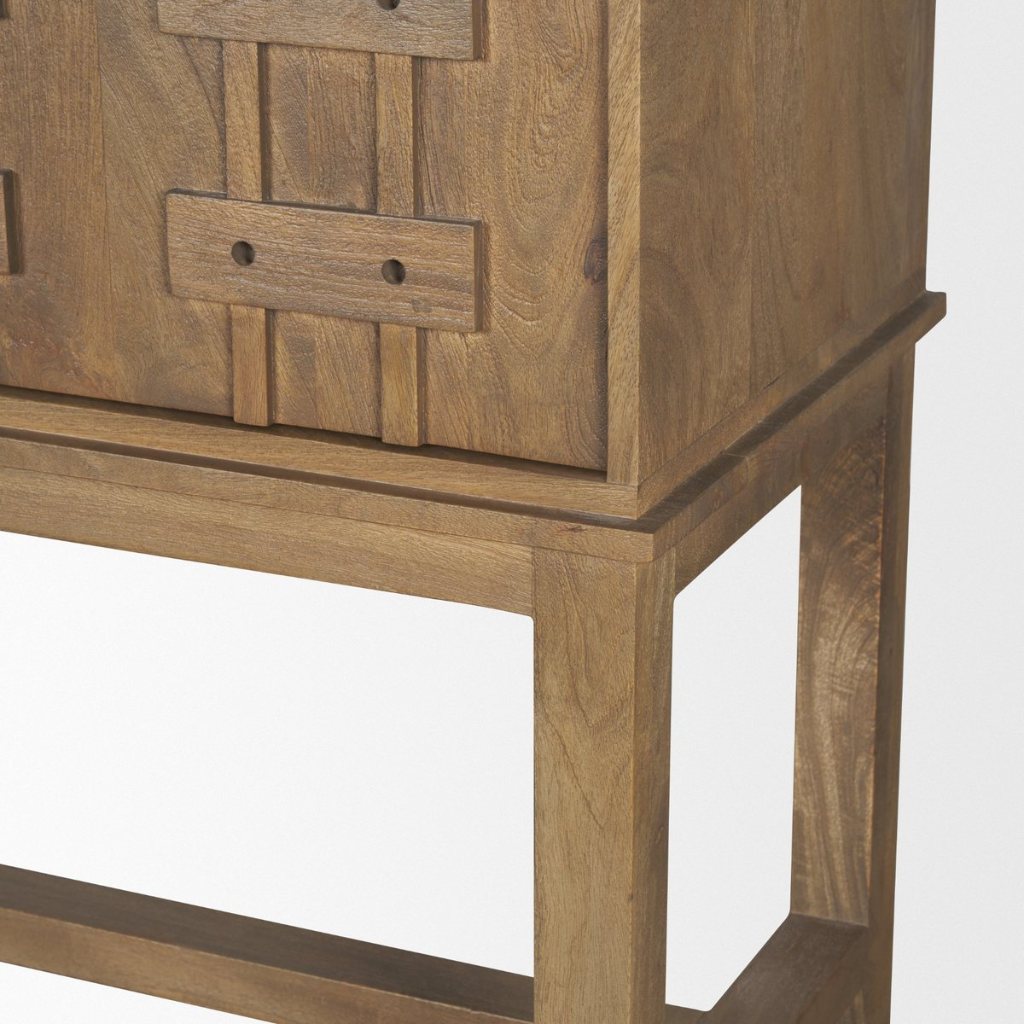 Truss 45"W Cool Dark Brown Solid Wood 6-Door Tall Cabinet -- Dark Brown