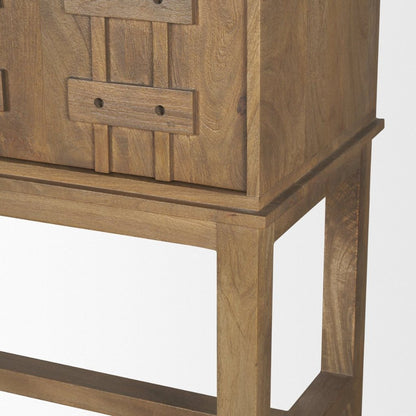 Truss 45"W Cool Dark Brown Solid Wood 6-Door Tall Cabinet -- Dark Brown