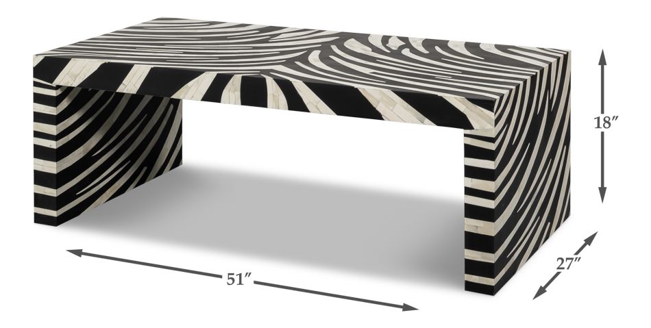 Meridian 51" Bone Inlay Coffee Table -- Black,White