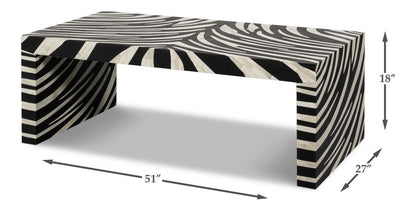 Meridian 51" Bone Inlay Coffee Table -- Black,White