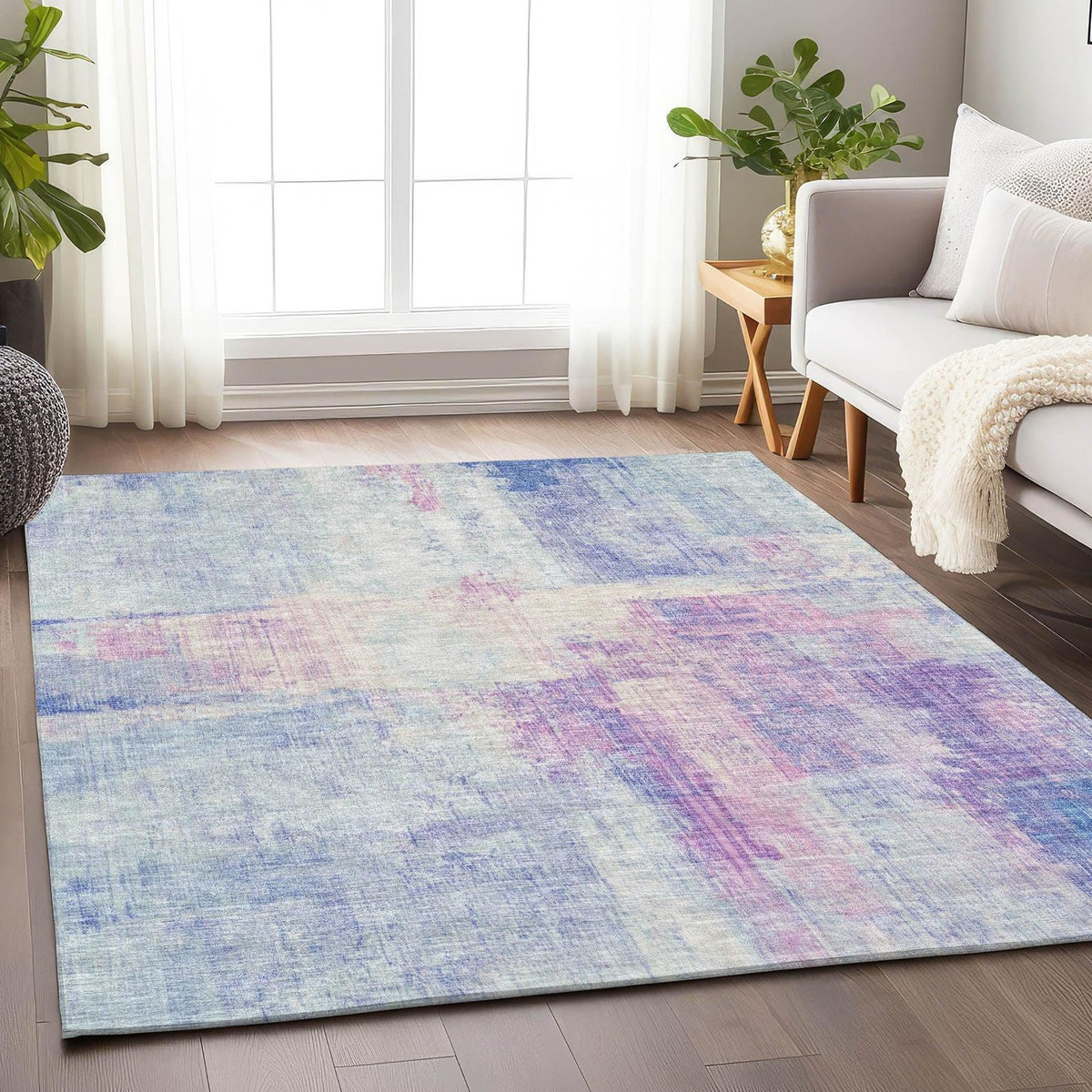 Jaelor Blue Washable Indoor-Outdoor Rug -- blue