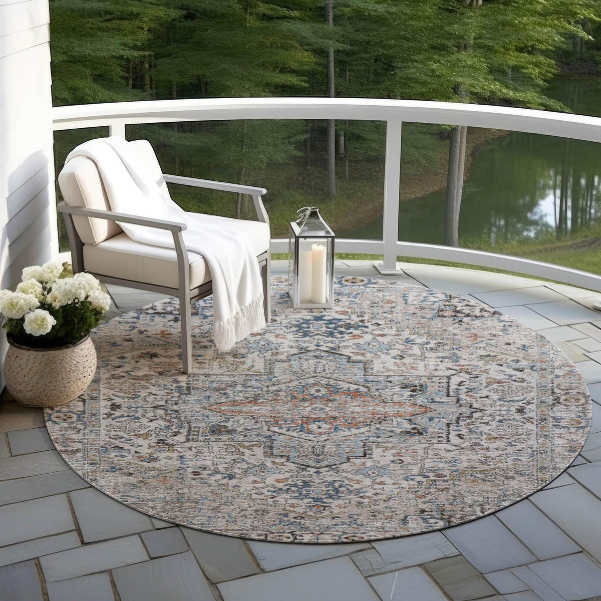 Kaelon Ivory Washable Indoor-Outdoor Rug