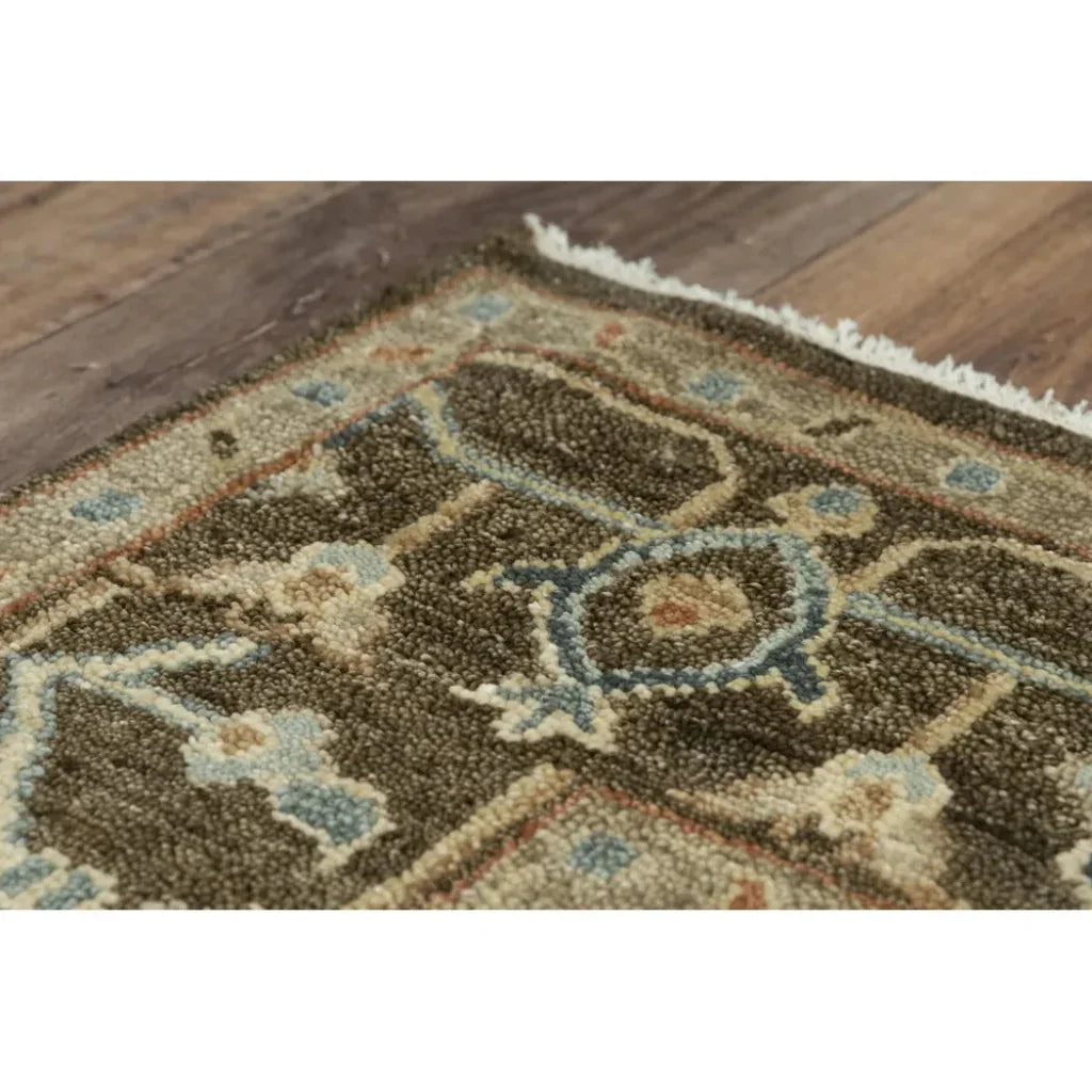 Ados Medallion Dark Brown Large Area Rugs -- brown