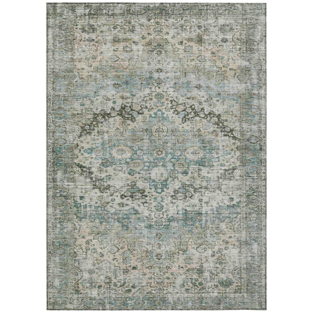 Jaelien Green Washable Indoor-Outdoor Rug