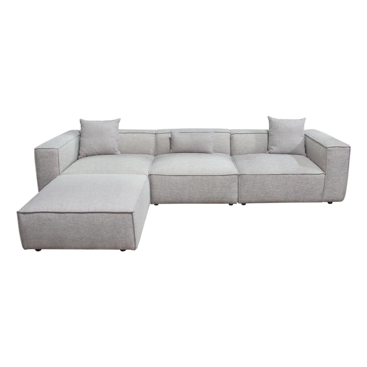 4 PC Set Grey -Beige Low Back Modular Sectional Sofa With Ottoman Modular Sofas Sideboards and Things  By Diamond Sofa