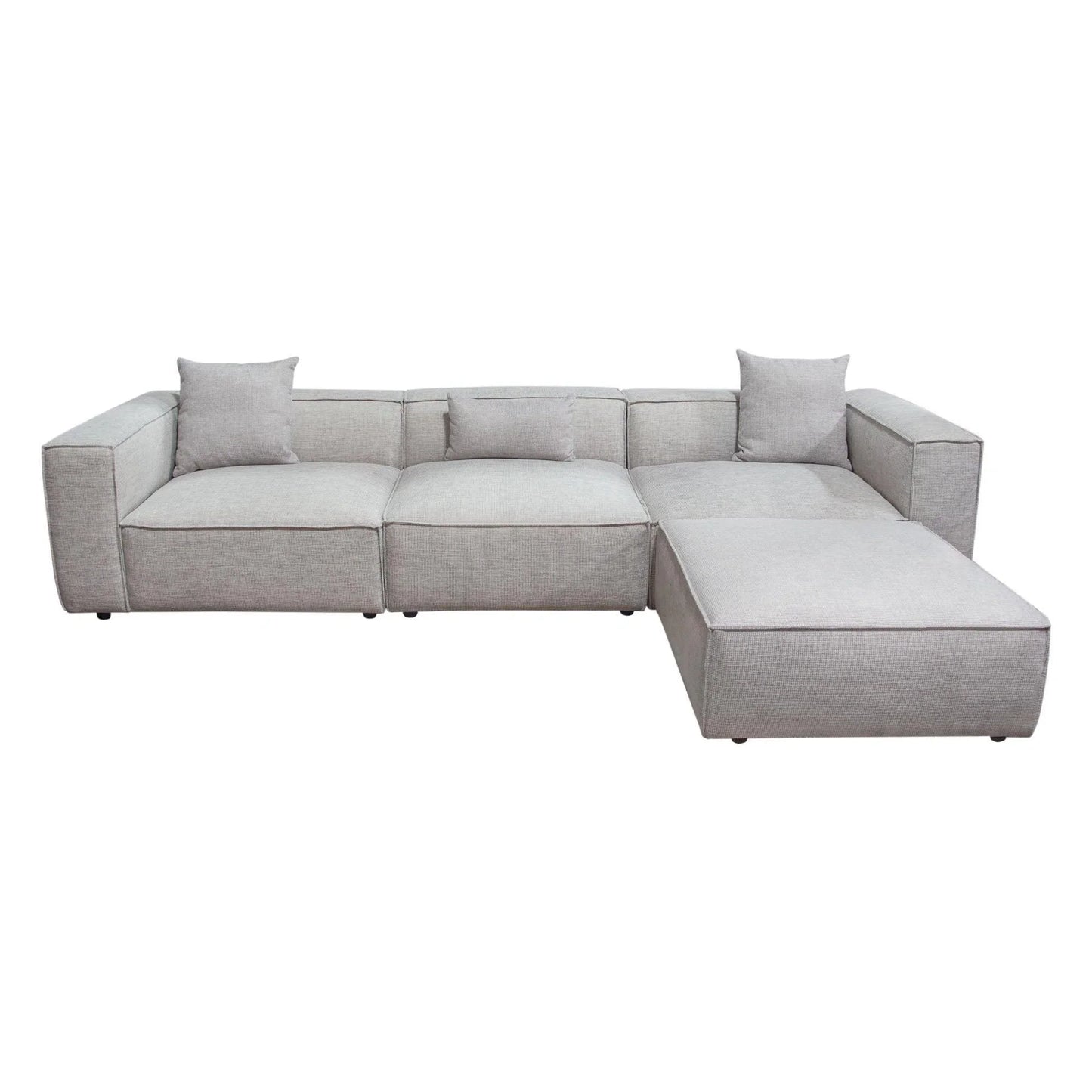 4 PC Set Grey -Beige Low Back Modular Sectional Sofa With Ottoman Modular Sofas Sideboards and Things  By Diamond Sofa